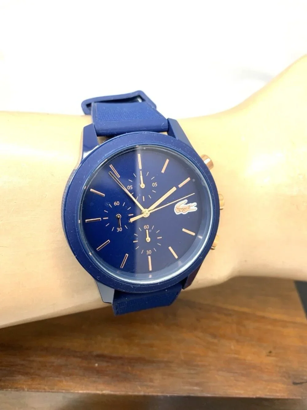 Lacoste Men's Watch 2011013 Quartz Chronograph Blue Dial Rubber Band 44mm 12.12